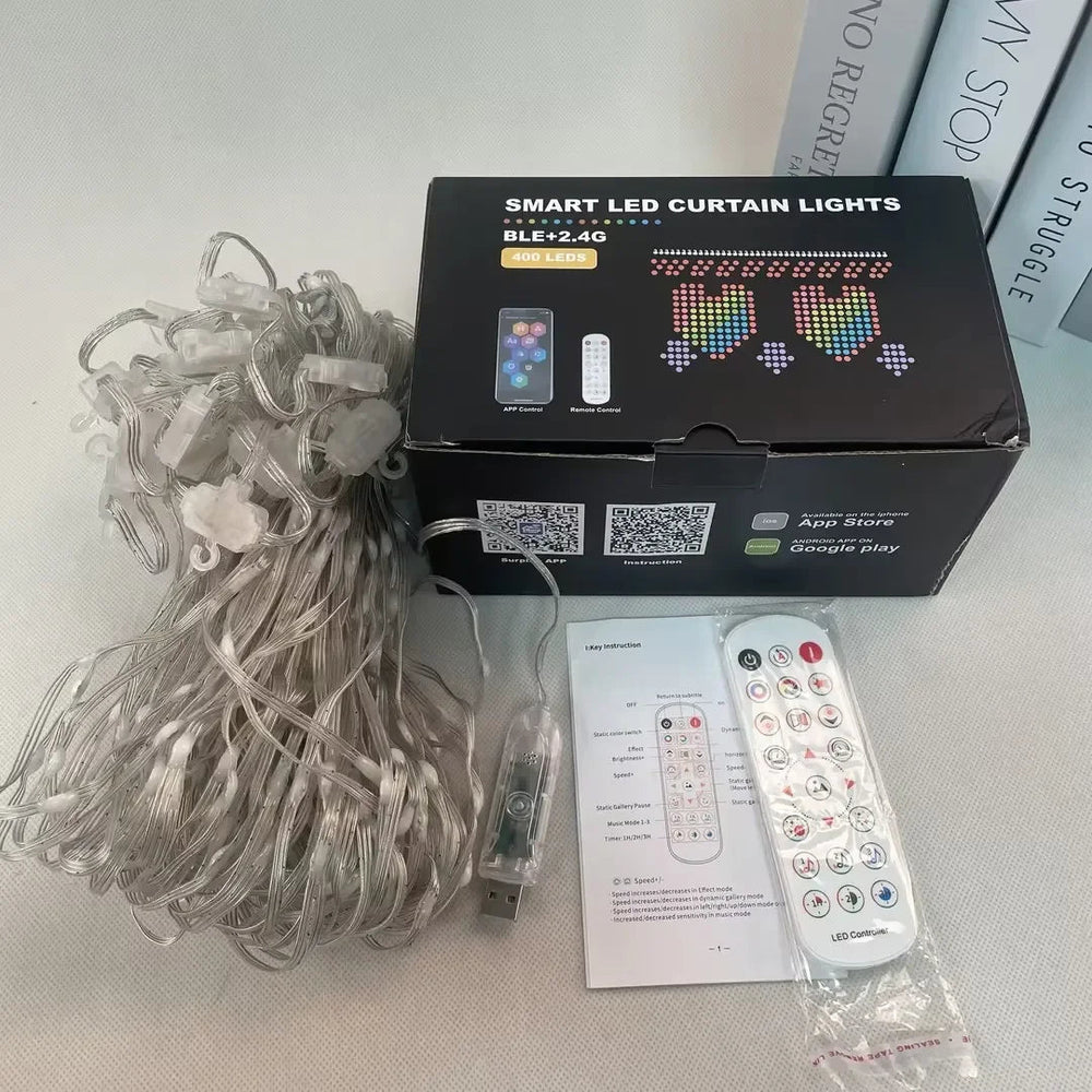 Smart Curtain Lights with Bluetooth App Control - RGB LED String for DIY Decor - candletown.net