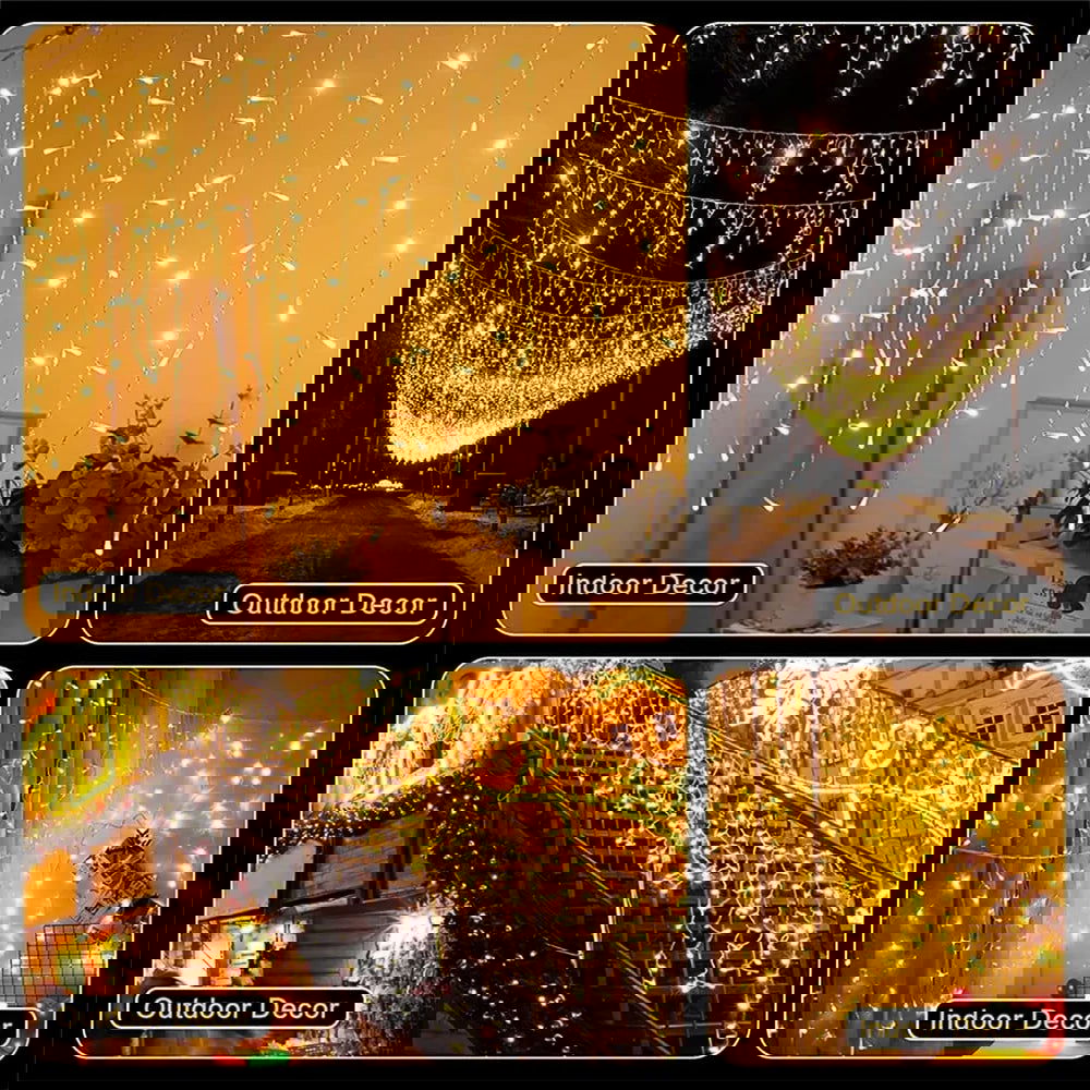 Solar Curtain Icicle Lights - Outdoor Fairy String Lights for Garden & Holiday Decor - candletown.net