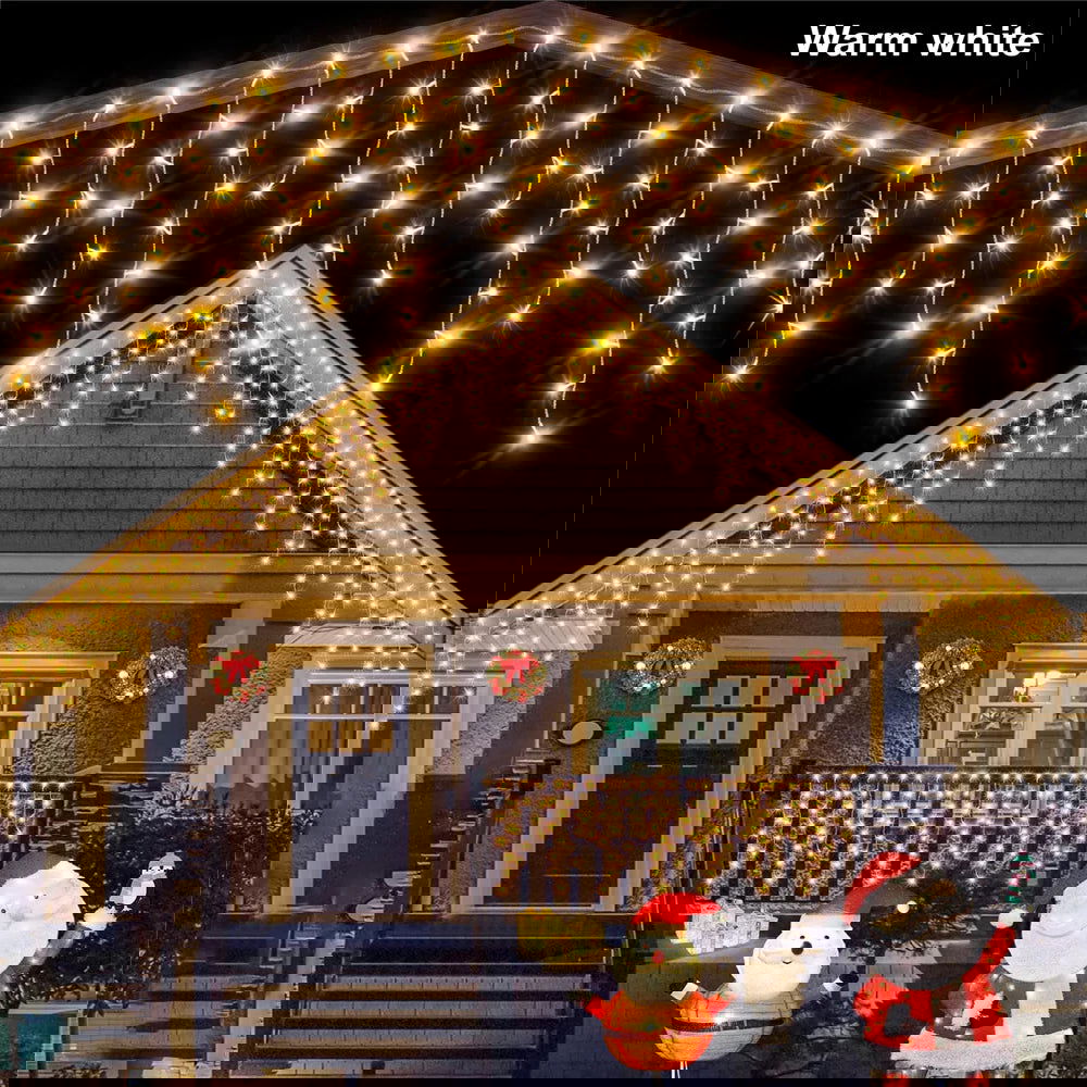 Solar Curtain Icicle Lights - Outdoor Fairy String Lights for Garden & Holiday Decor - candletown.net