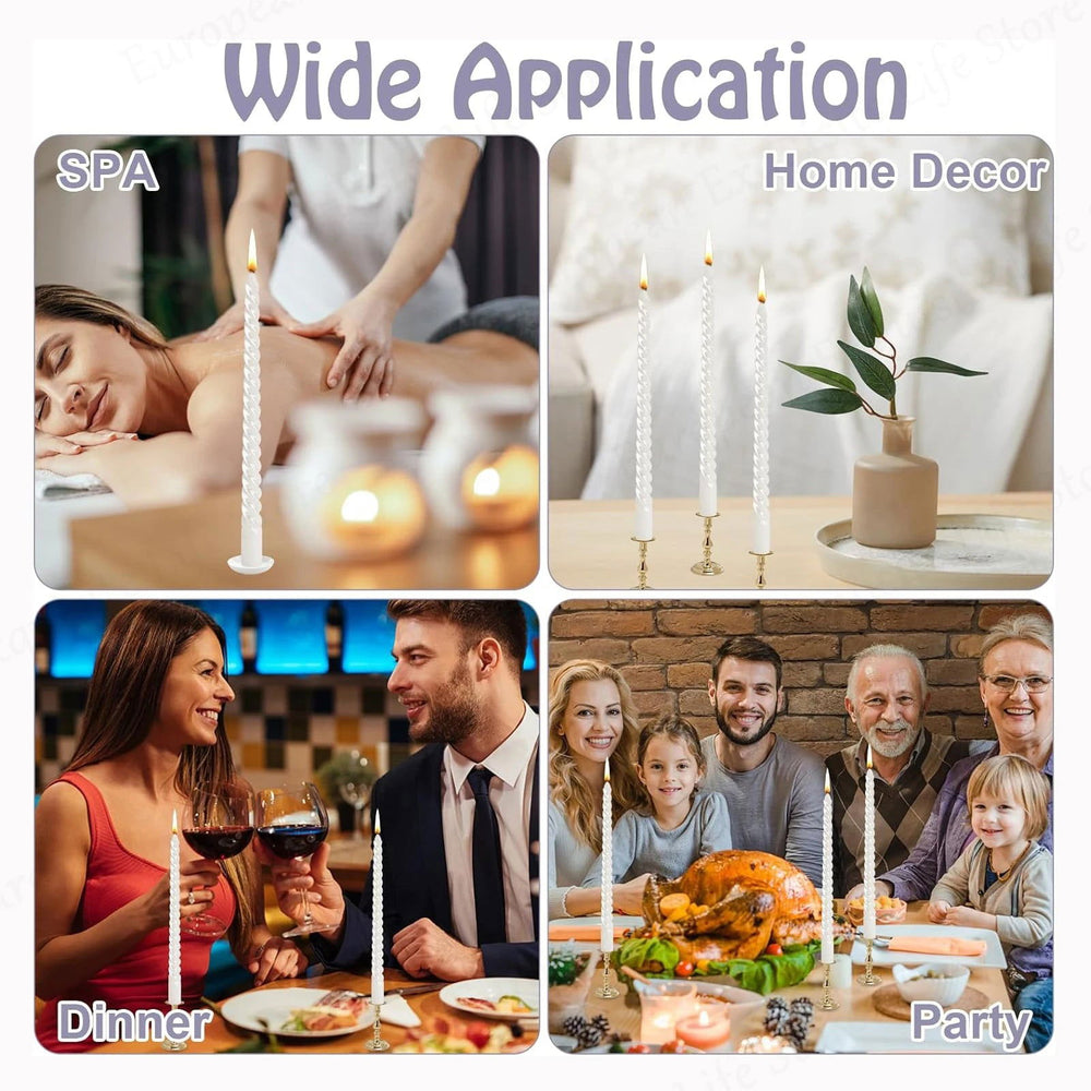 Spiral Taper Candles - 10-Inch Classic Unscented Design - candletown.net