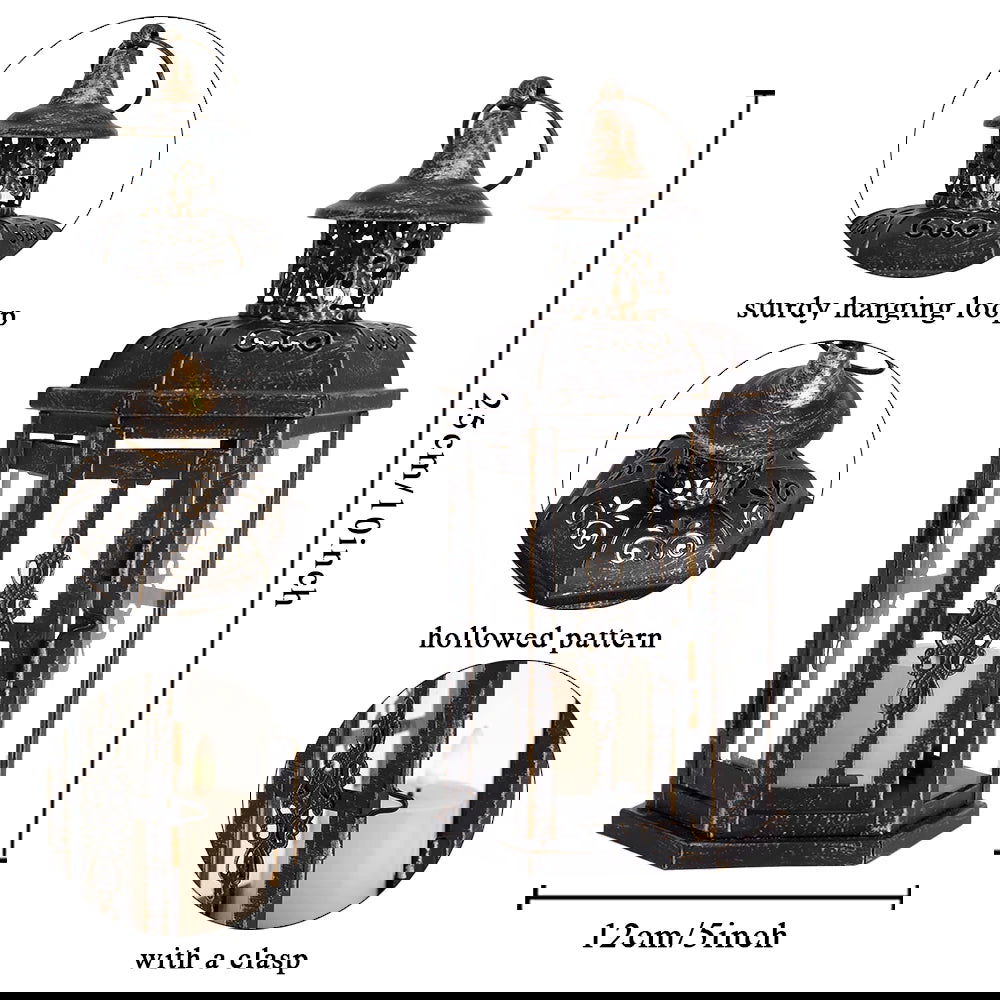 Vintage Nordic Candle Holder Lantern - Black Iron Hanging Lantern - candletown.net