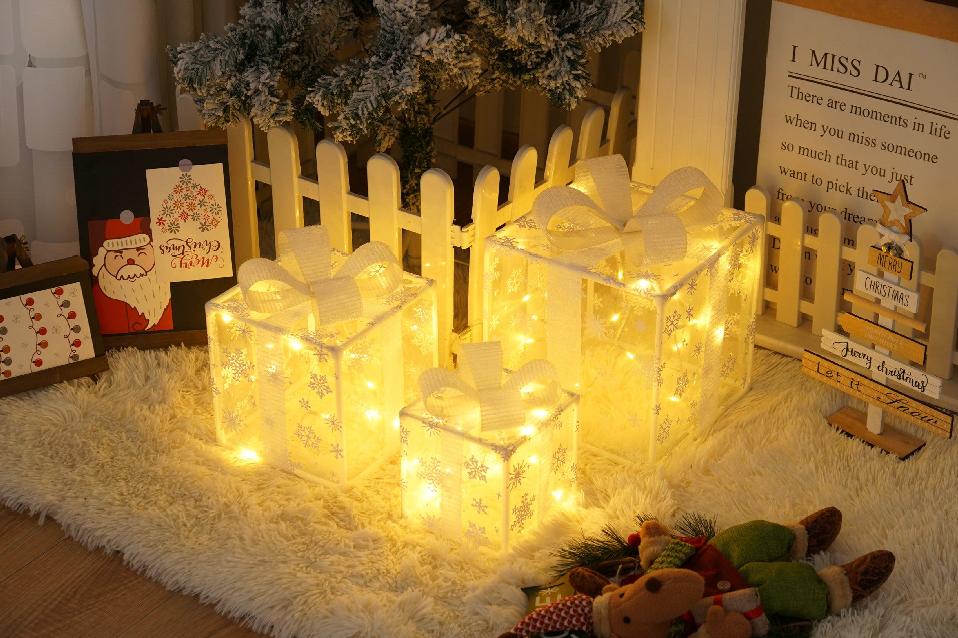 Lighted Christmas Gift Boxes – 3 PCS Decorative Set