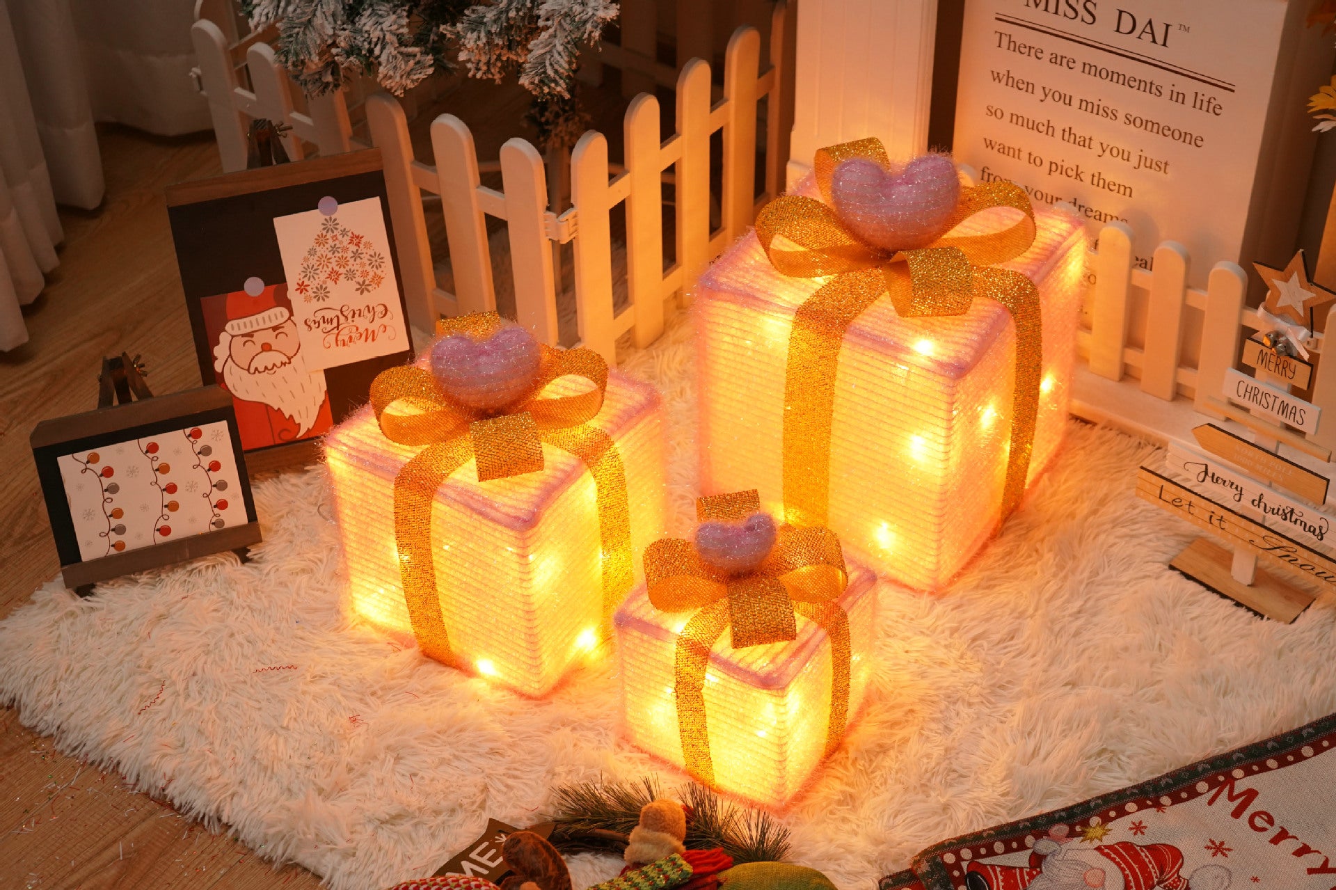 Lighted Christmas Gift Boxes – 3 PCS Decorative Set