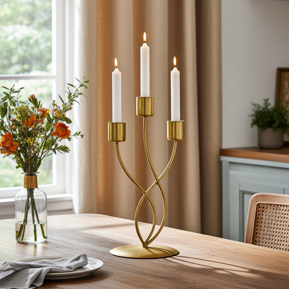 Elegant Metal Candle Holder – Vintage Iron Candelabra - candletown.net