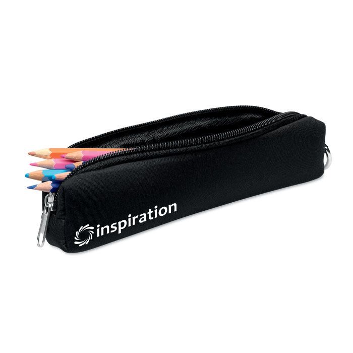 Customisable Black Pencil Case with Carabiner