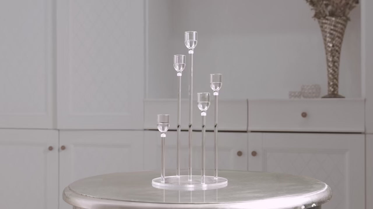 Acrylic 5-Arm Candelabra Set